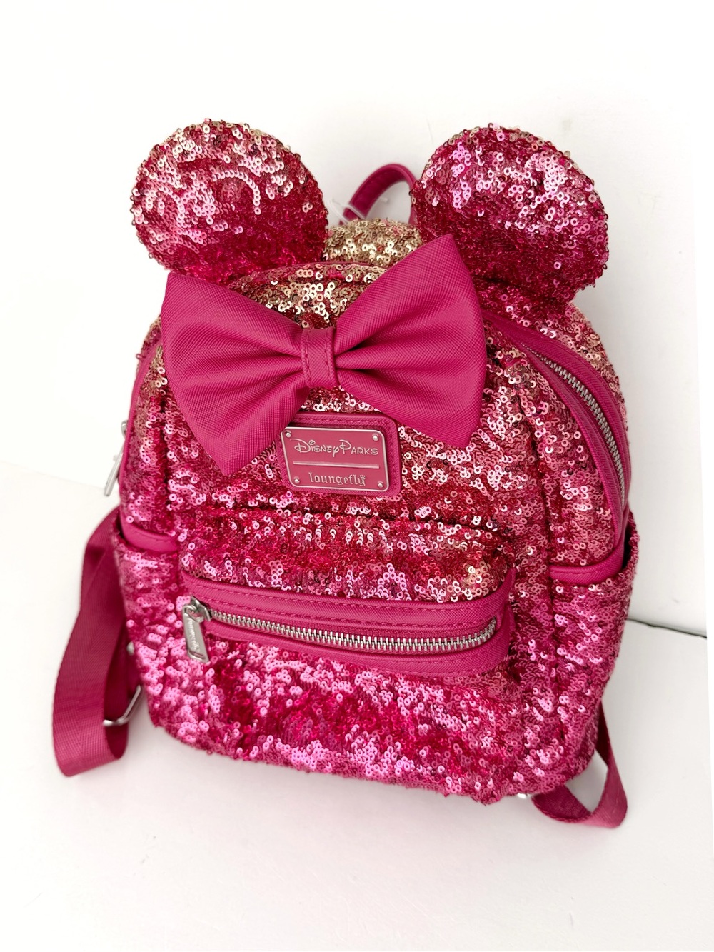 Disney Parks 2022 Exclusive Loungefly Sequin Magenta Hot Pink Mini Backpack